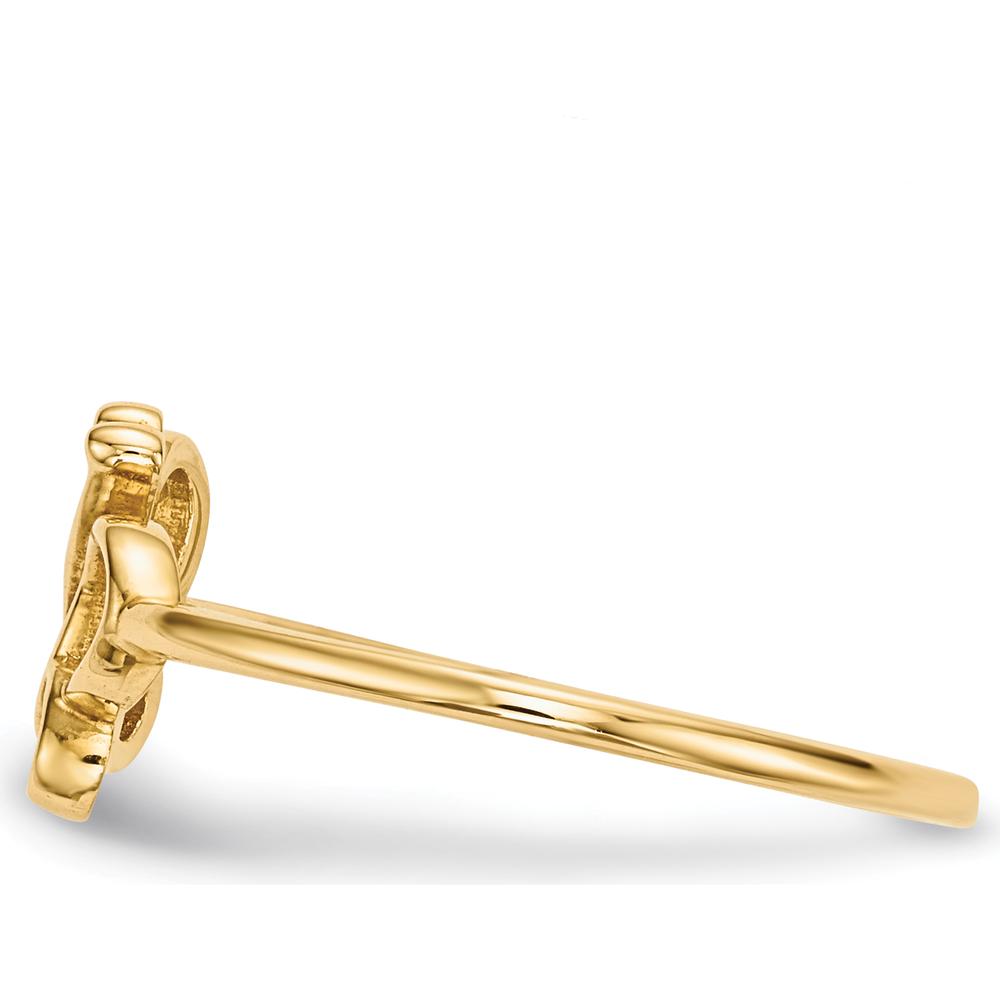 14K Yellow Gold Polished Butterfly Ring - Nature-Inspired Adjustable Design by 0