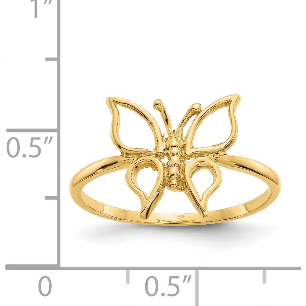 14K Yellow Gold Polished Butterfly Themed Ring by Oro Pregiato