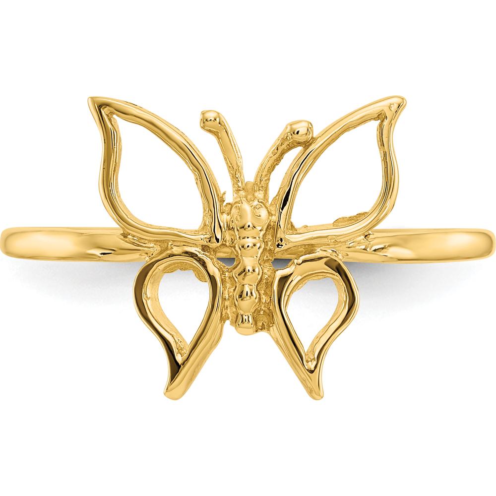 14K Yellow Gold Polished Butterfly Themed Ring by Oro Pregiato