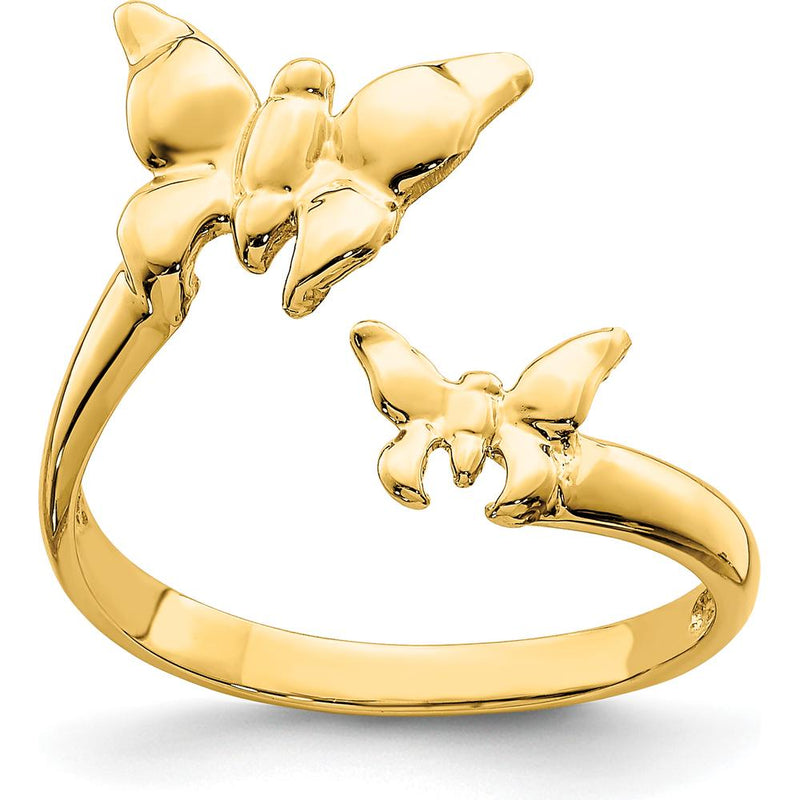 14K Yellow Gold Polished Butterfly Toe Ring by Oro Pregiato