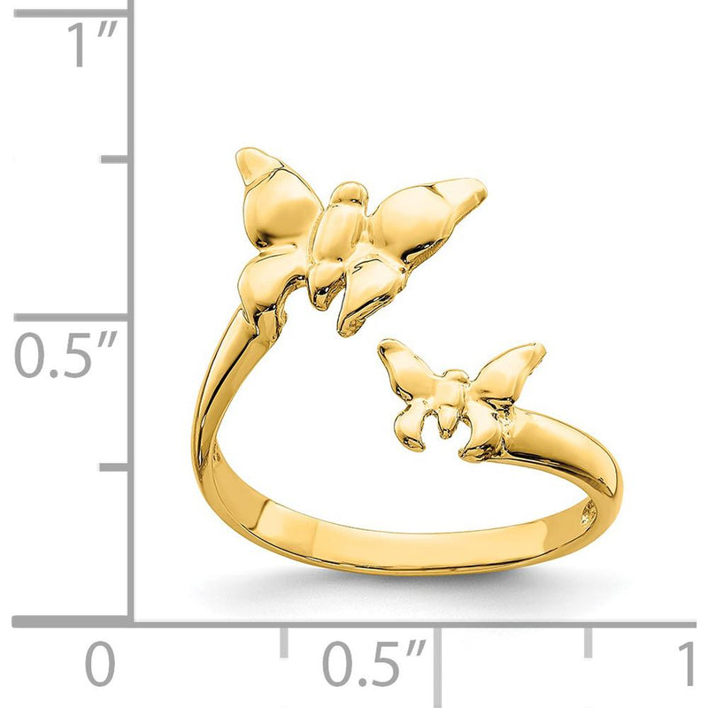 14K Yellow Gold Polished Butterfly Toe Ring by Oro Pregiato