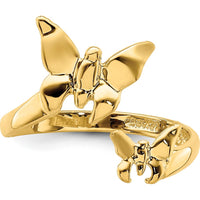 14K Yellow Gold Polished Butterfly Toe Ring by Oro Pregiato