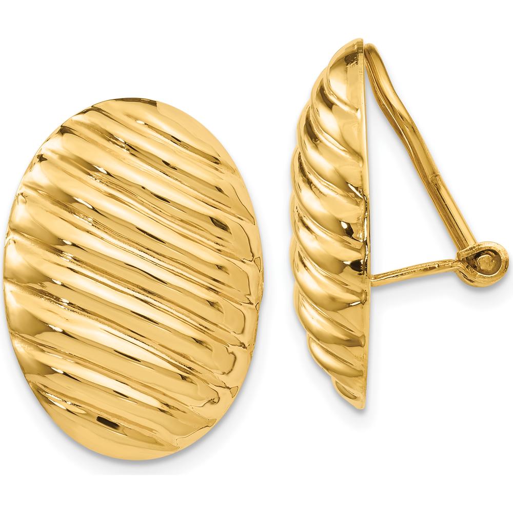 14K Yellow Gold Polished Button Non-Pierced Omega Back Earrings by Oro Pregiato