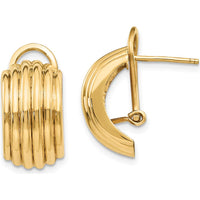 14K Yellow Gold Polished Button Omega Back Post Earrings by Oro Pregiato