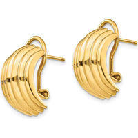 14K Yellow Gold Polished Button Omega Back Post Earrings by Oro Pregiato