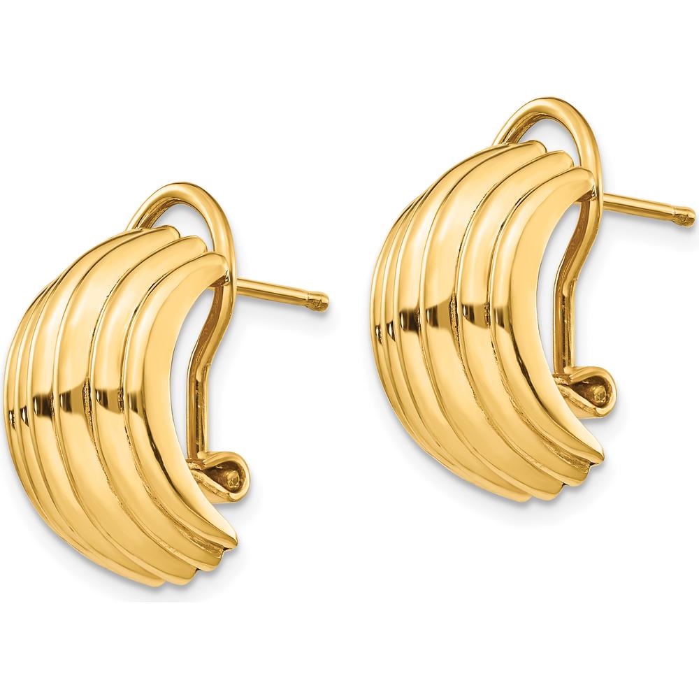 14K Yellow Gold Polished Button Omega Back Post Earrings by Oro Pregiato
