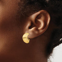 14K Yellow Gold Polished Button Omega Back Post Earrings by Oro Pregiato