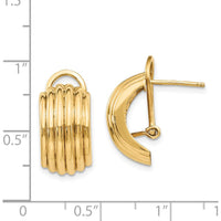 14K Yellow Gold Polished Button Omega Back Post Earrings by Oro Pregiato