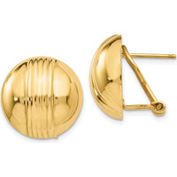 14K Yellow Gold Polished Button Omega Post Earrings by Oro Pregiato