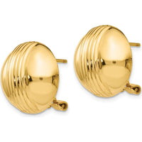 14K Yellow Gold Polished Button Omega Post Earrings by Oro Pregiato