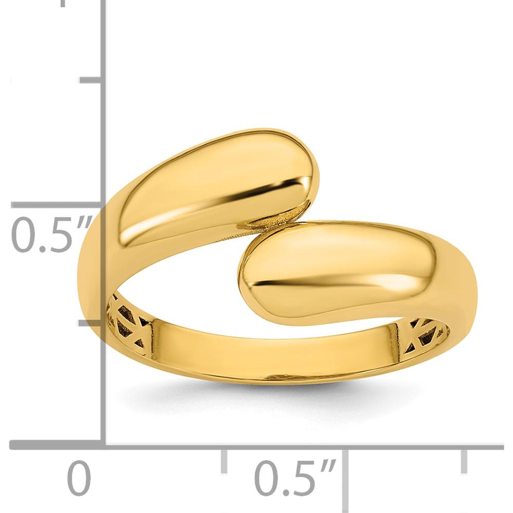 14K Yellow Gold Polished Bypass Fashion Ring - 2.5mm Band Width by 0