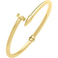 14K Yellow Gold Polished Bypass Nail Head Bangle by Orozza Fine Jewelry