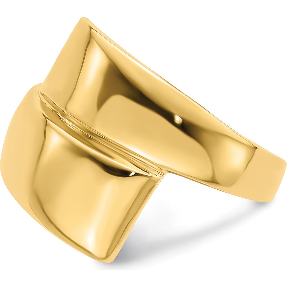 14K Yellow Gold Polished Bypass Ring - Domed Fashion Design by 0