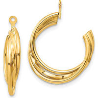 14K Yellow Gold Polished C-Hoop Earring Jackets - 23mm Length by 0