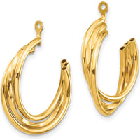 14K Yellow Gold Polished C-Hoop Earring Jackets - 23mm Length by 0