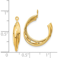 14K Yellow Gold Polished C-Hoop Earring Jackets - 23mm Length by 0
