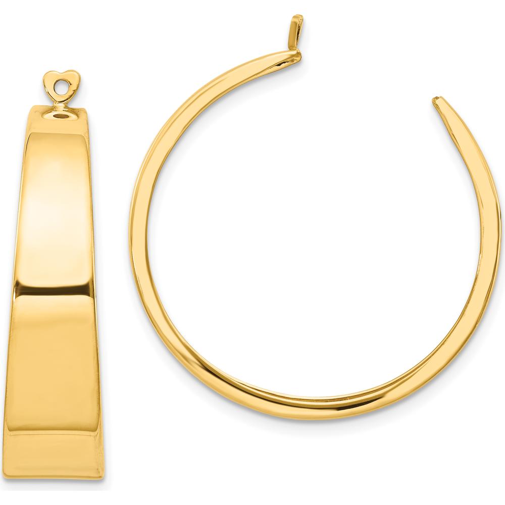 14K Yellow Gold Polished C-Hoop Earring Jackets - 30mm Length by Oro Pregiato