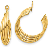 14K Yellow Gold Polished C-Hoop Earrings - 19mm Length by 0