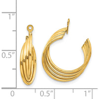 14K Yellow Gold Polished C-Hoop Earrings - 19mm Length by 0