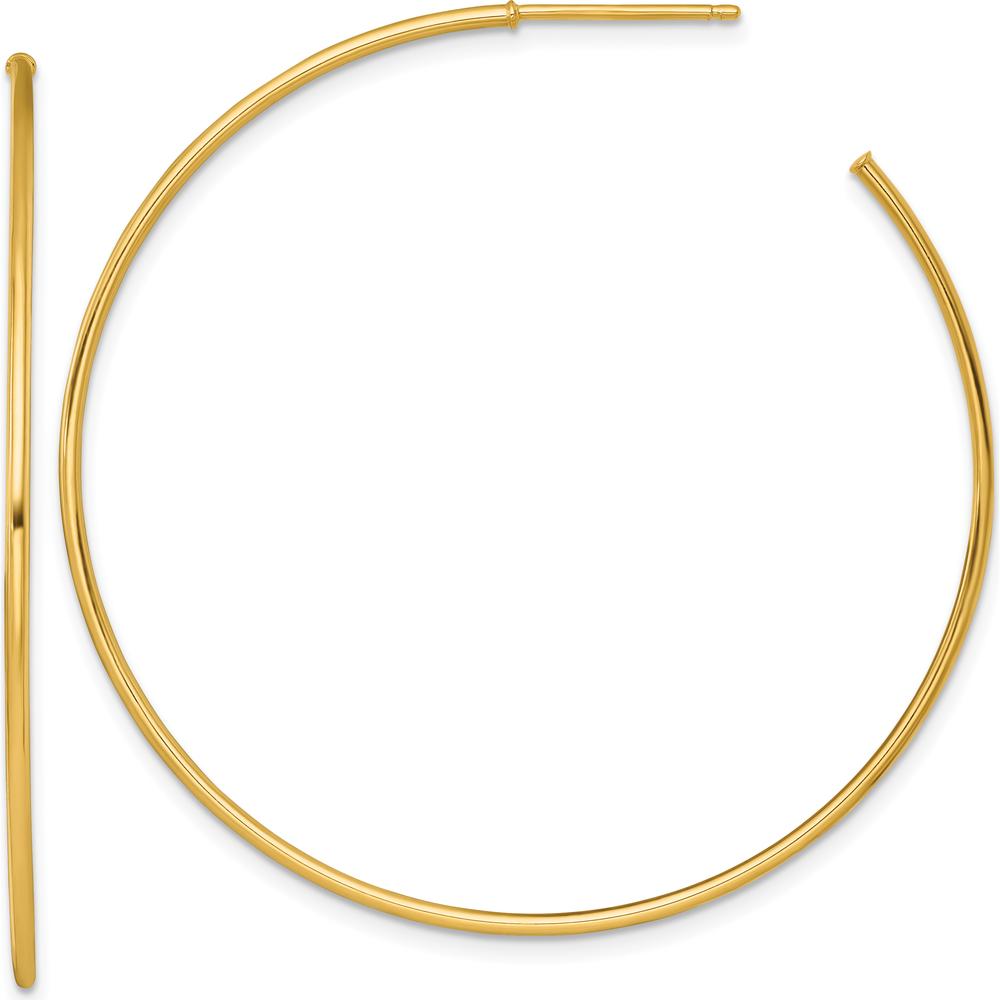 14K Yellow Gold Polished C-Hoop Earrings - 50mm by 0