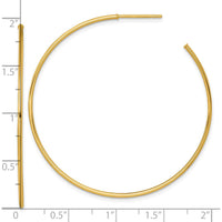 14K Yellow Gold Polished C-Hoop Earrings - 50mm by 0