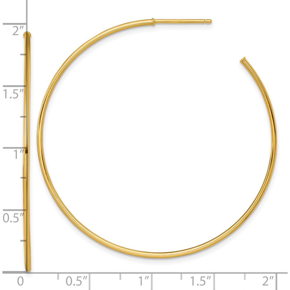 14K Yellow Gold Polished C-Hoop Earrings - 50mm by 0