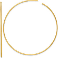 14K Yellow Gold Polished C-Hoop Earrings - 65mm Length by 0