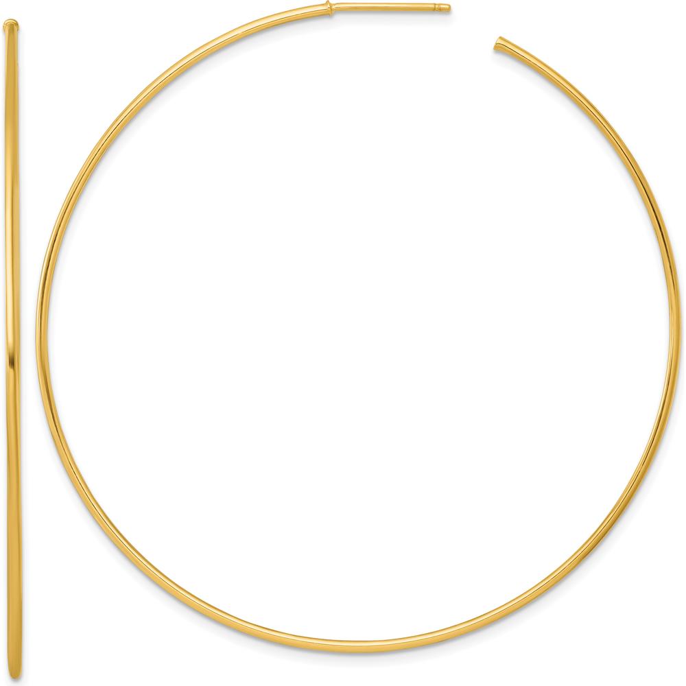 14K Yellow Gold Polished C-Hoop Earrings - 65mm Length by 0