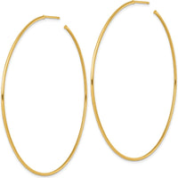 14K Yellow Gold Polished C-Hoop Earrings - 65mm Length by 0