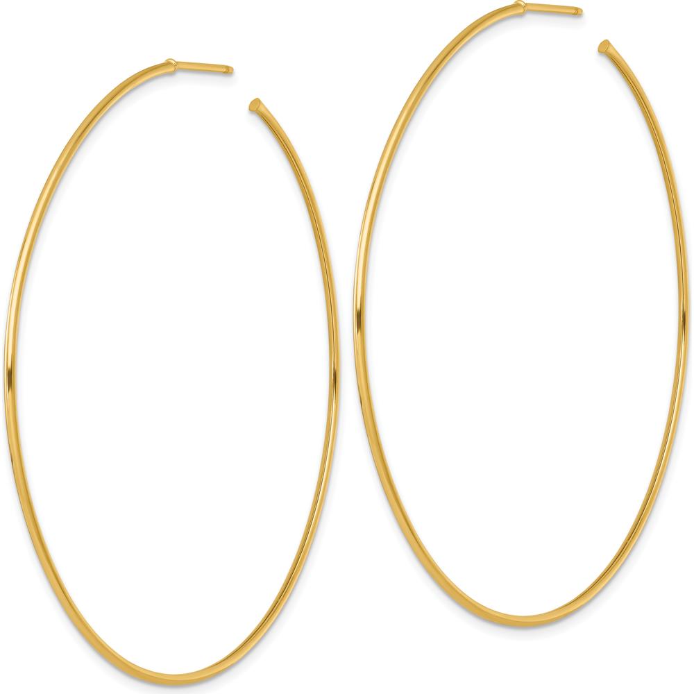 14K Yellow Gold Polished C-Hoop Earrings - 65mm Length by 0