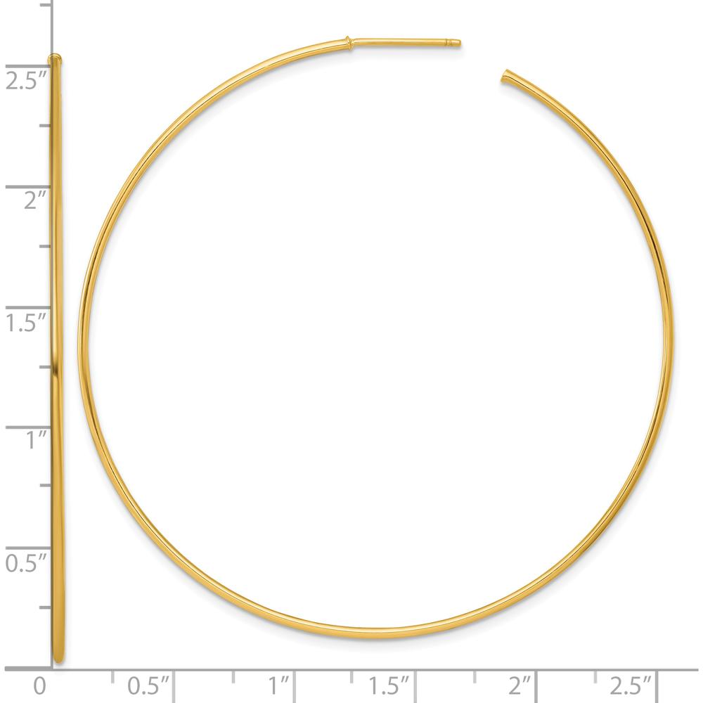 14K Yellow Gold Polished C-Hoop Earrings - 65mm Length by 0