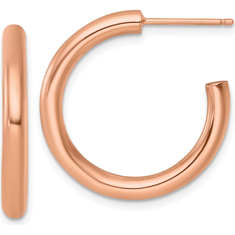 14K Yellow Gold Polished C-Hoop Post Earrings - 25mm Length by 0