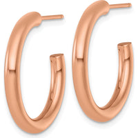 14K Yellow Gold Polished C-Hoop Post Earrings - 25mm Length by 0