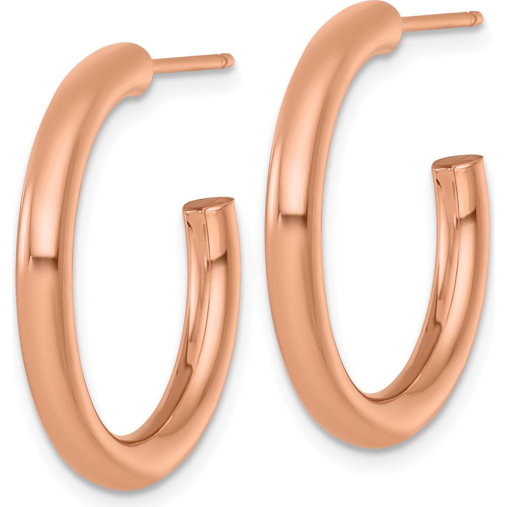 14K Yellow Gold Polished C-Hoop Post Earrings - 25mm Length by 0
