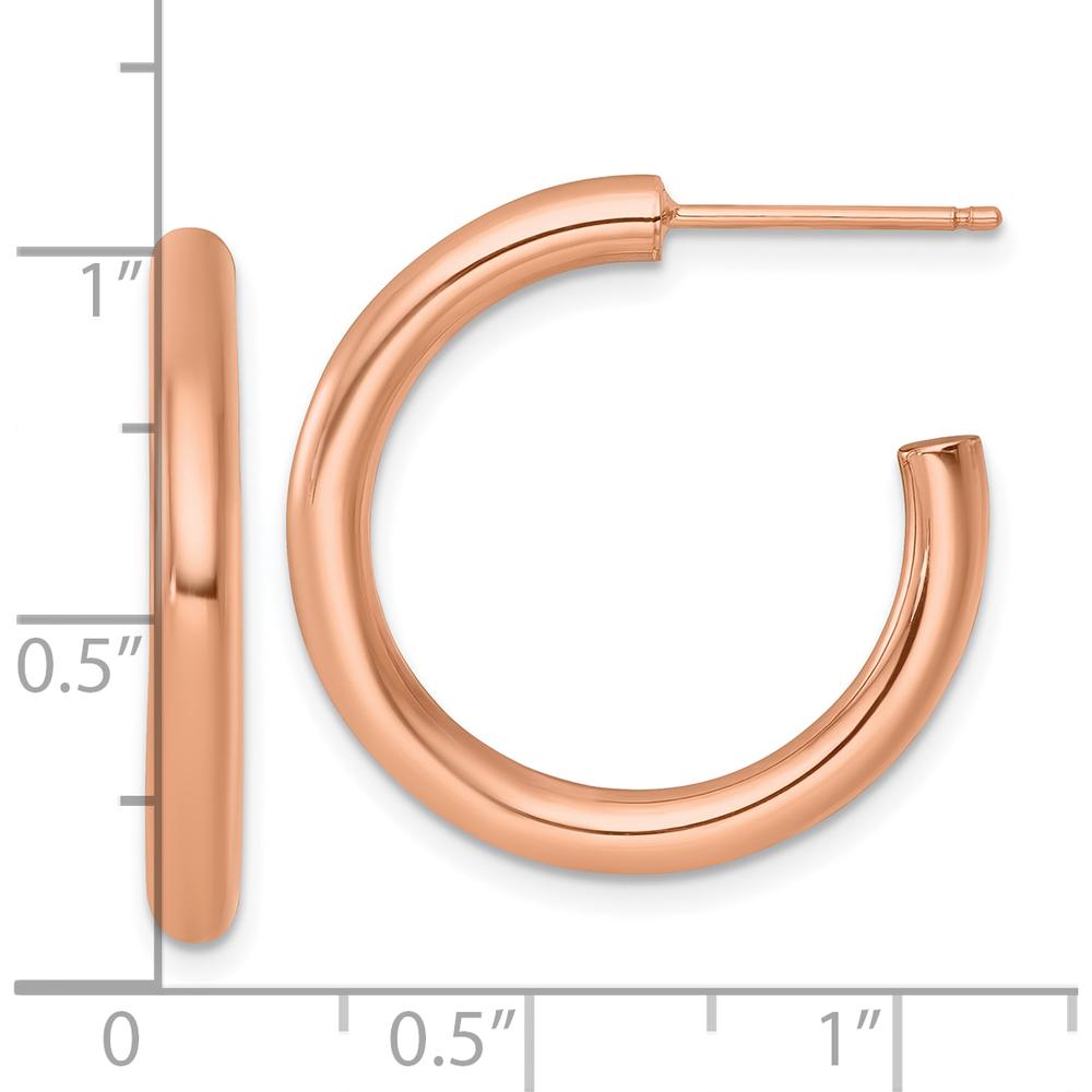 14K Yellow Gold Polished C-Hoop Post Earrings - 25mm Length by 0