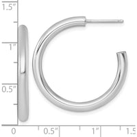 14K Yellow Gold Polished C-Hoop Post Earrings - 30mm Length, 3mm Thickness by 0