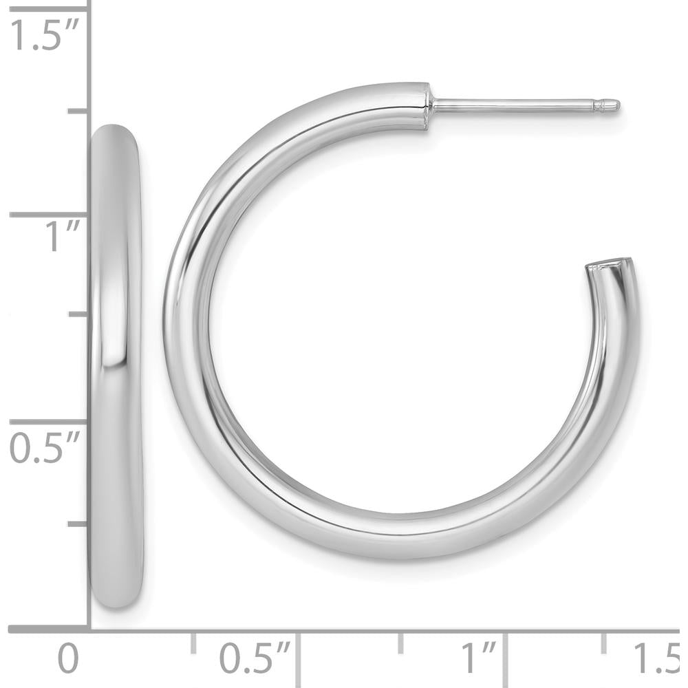 14K Yellow Gold Polished C-Hoop Post Earrings - 30mm Length, 3mm Thickness by 0