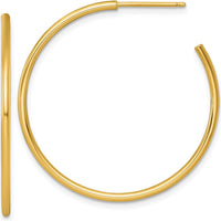 14K Yellow Gold Polished C-Hoop Post Earrings - 35mm Length by 0
