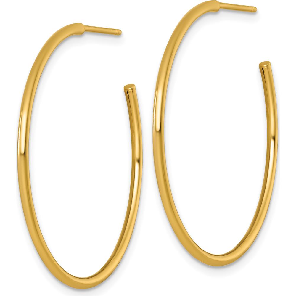 14K Yellow Gold Polished C-Hoop Post Earrings - 35mm Length by 0