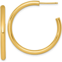 14K Yellow Gold Polished C-Hoop Post Earrings - 35mm by 0