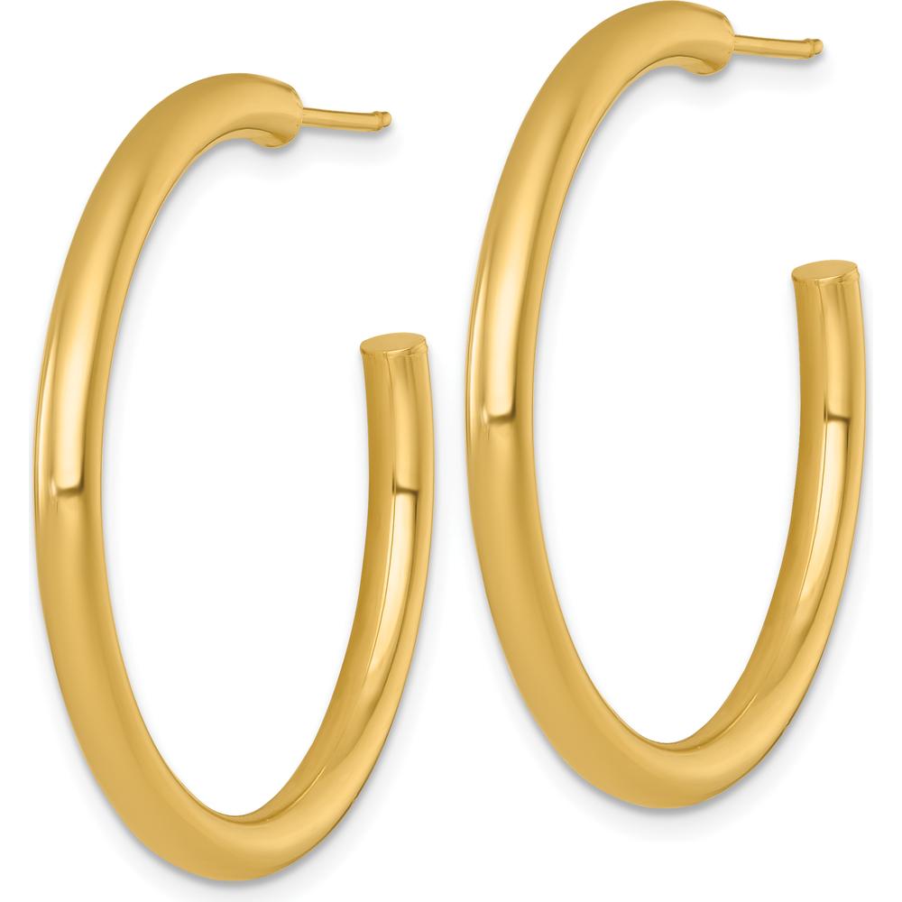 14K Yellow Gold Polished C-Hoop Post Earrings - 35mm by 0