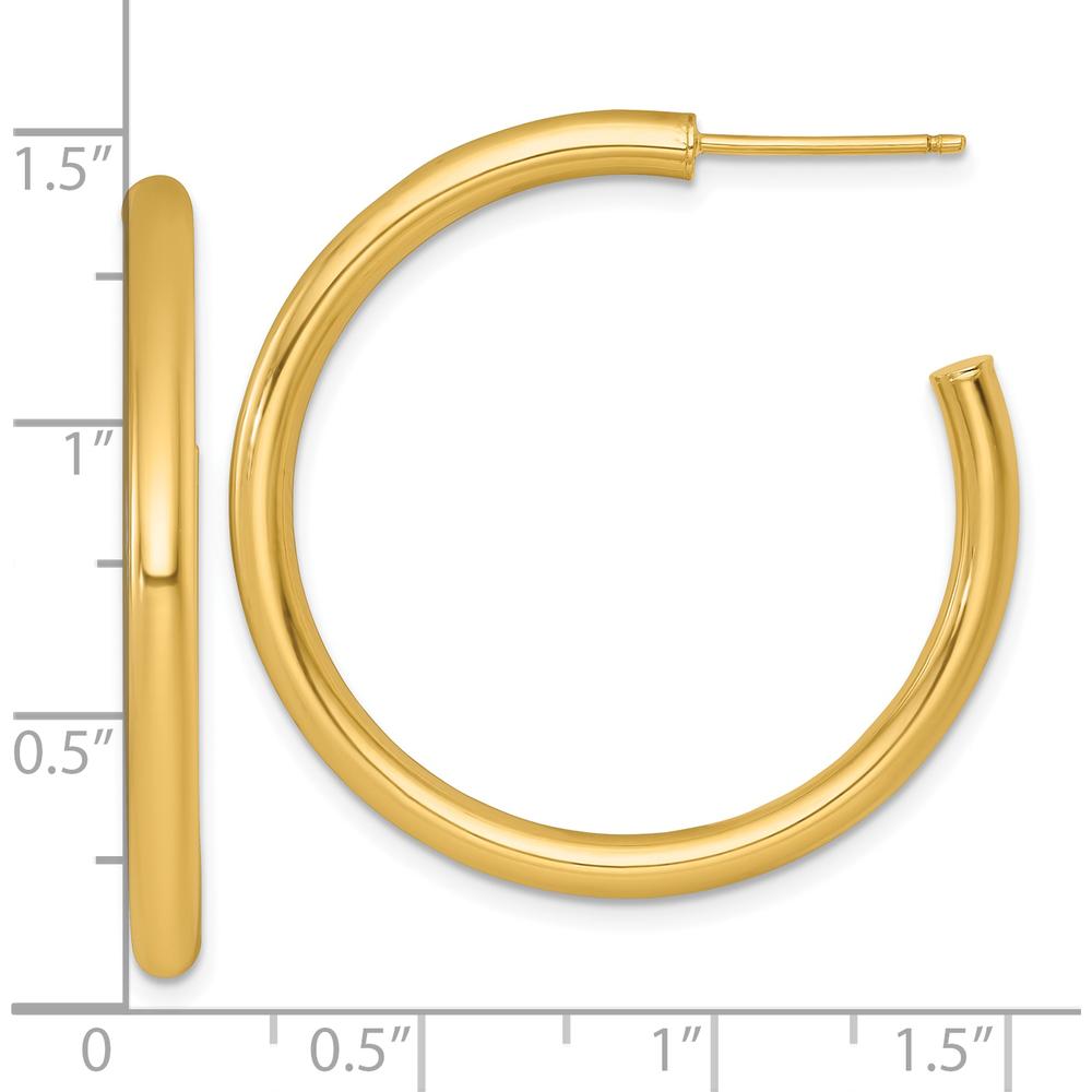 14K Yellow Gold Polished C-Hoop Post Earrings - 35mm by 0