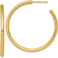 14K Yellow Gold Polished C-Hoop Post Earrings - 40mm Length by 0