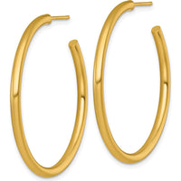 14K Yellow Gold Polished C-Hoop Post Earrings - 40mm Length by 0