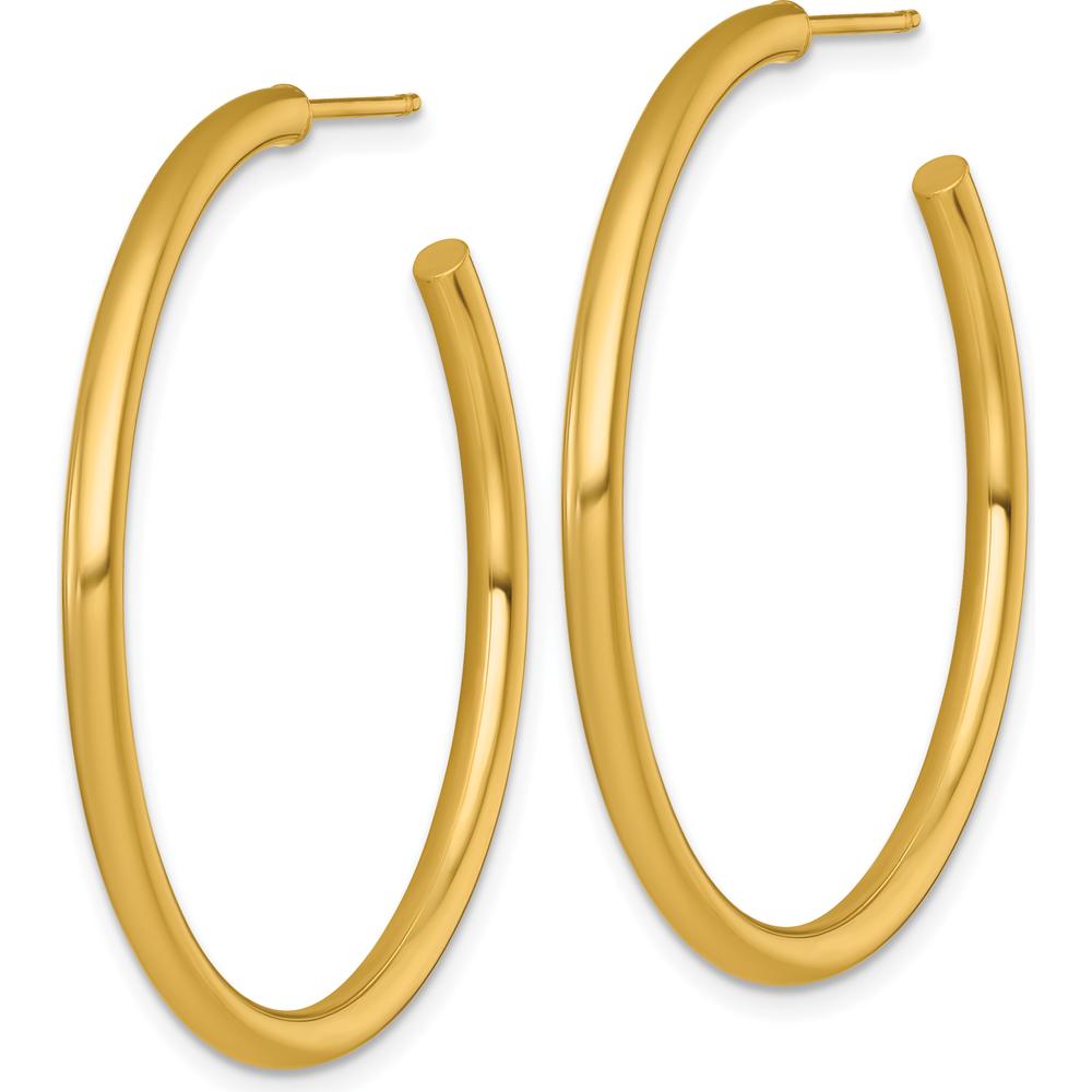 14K Yellow Gold Polished C-Hoop Post Earrings - 40mm Length by 0