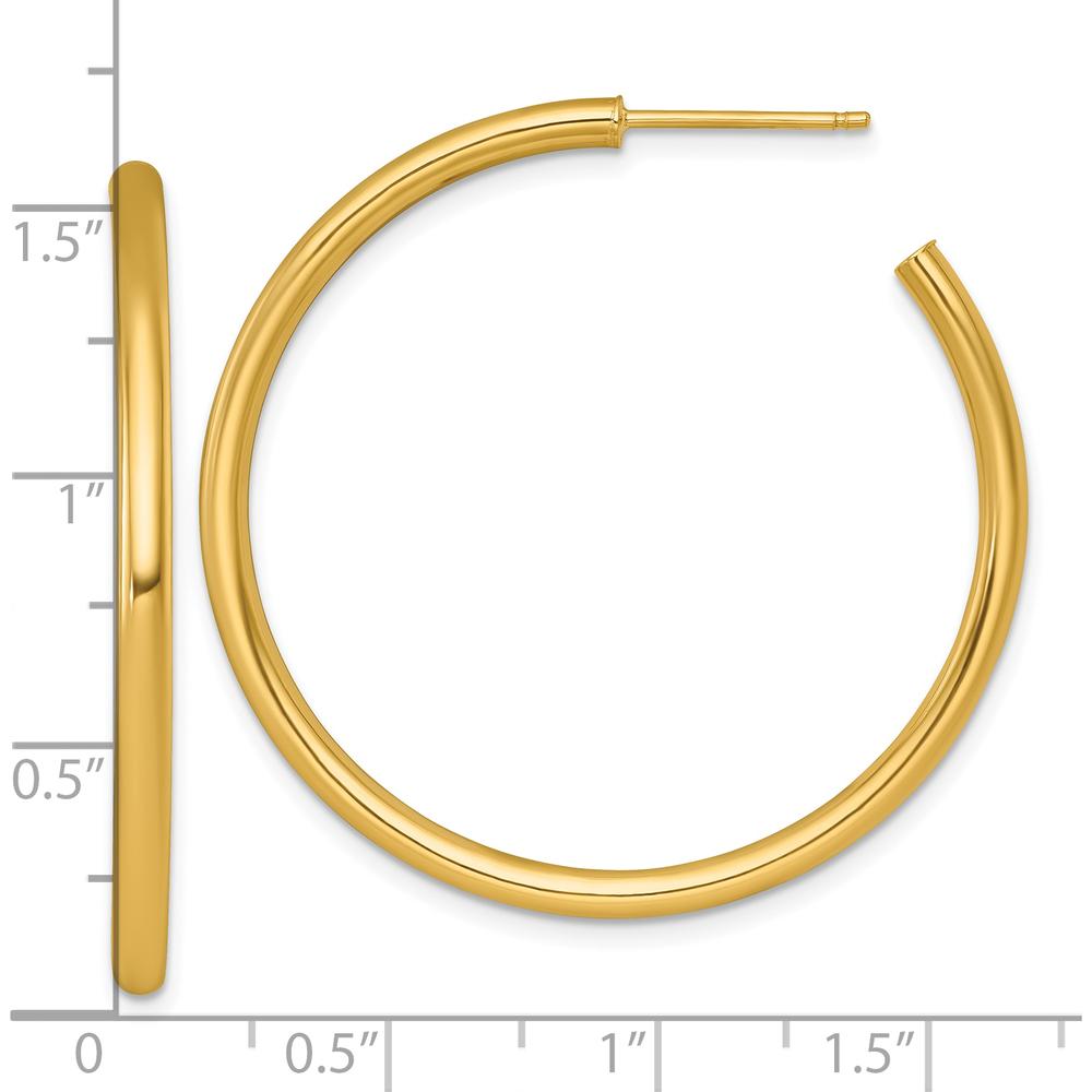 14K Yellow Gold Polished C-Hoop Post Earrings - 40mm Length by 0