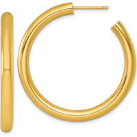 14K Yellow Gold Polished C-Hoop Post Earrings - 40mm Length by 0