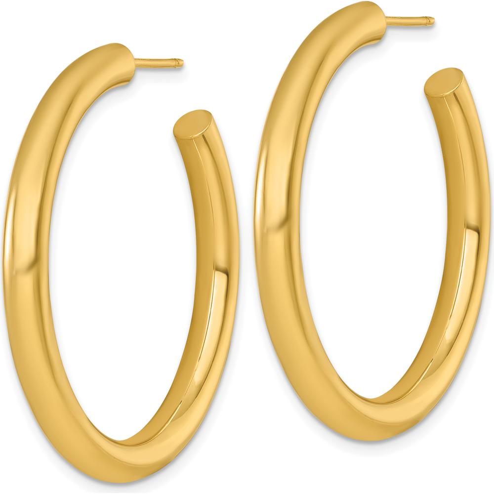 14K Yellow Gold Polished C-Hoop Post Earrings - 40mm Length by 0