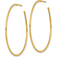 14K Yellow Gold Polished C-Hoop Post Earrings - 45mm Length by 0