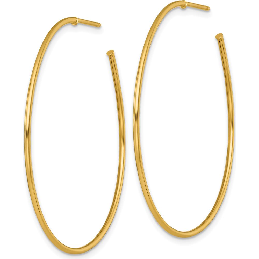14K Yellow Gold Polished C-Hoop Post Earrings - 45mm Length by 0